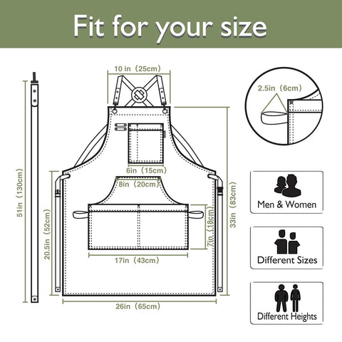 Stenffy olive apron with durable canvas protects clothing from grease.