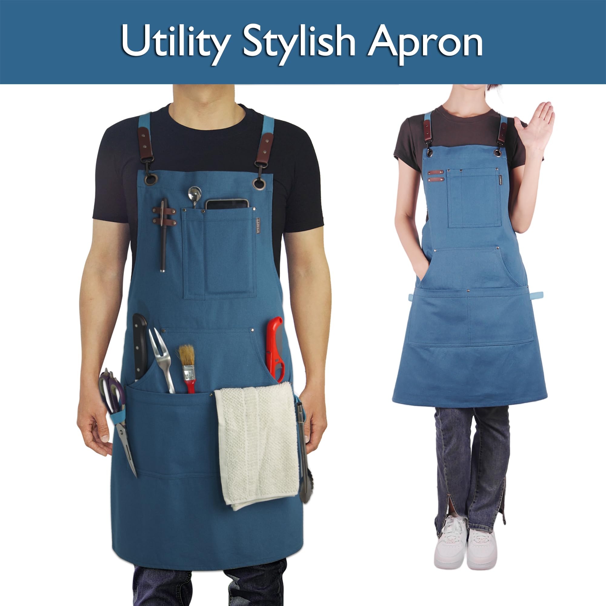 Stenffy apron pocket layout showing convenient storage for tools and devices.