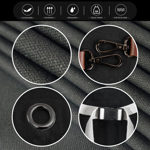 Stenffy apron corner rivets reinforce pocket corners for longevity.