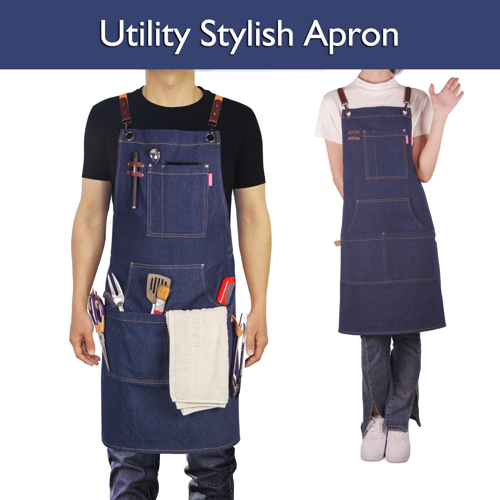 Stenffy apron rivet detail highlights reinforced corners for durability.