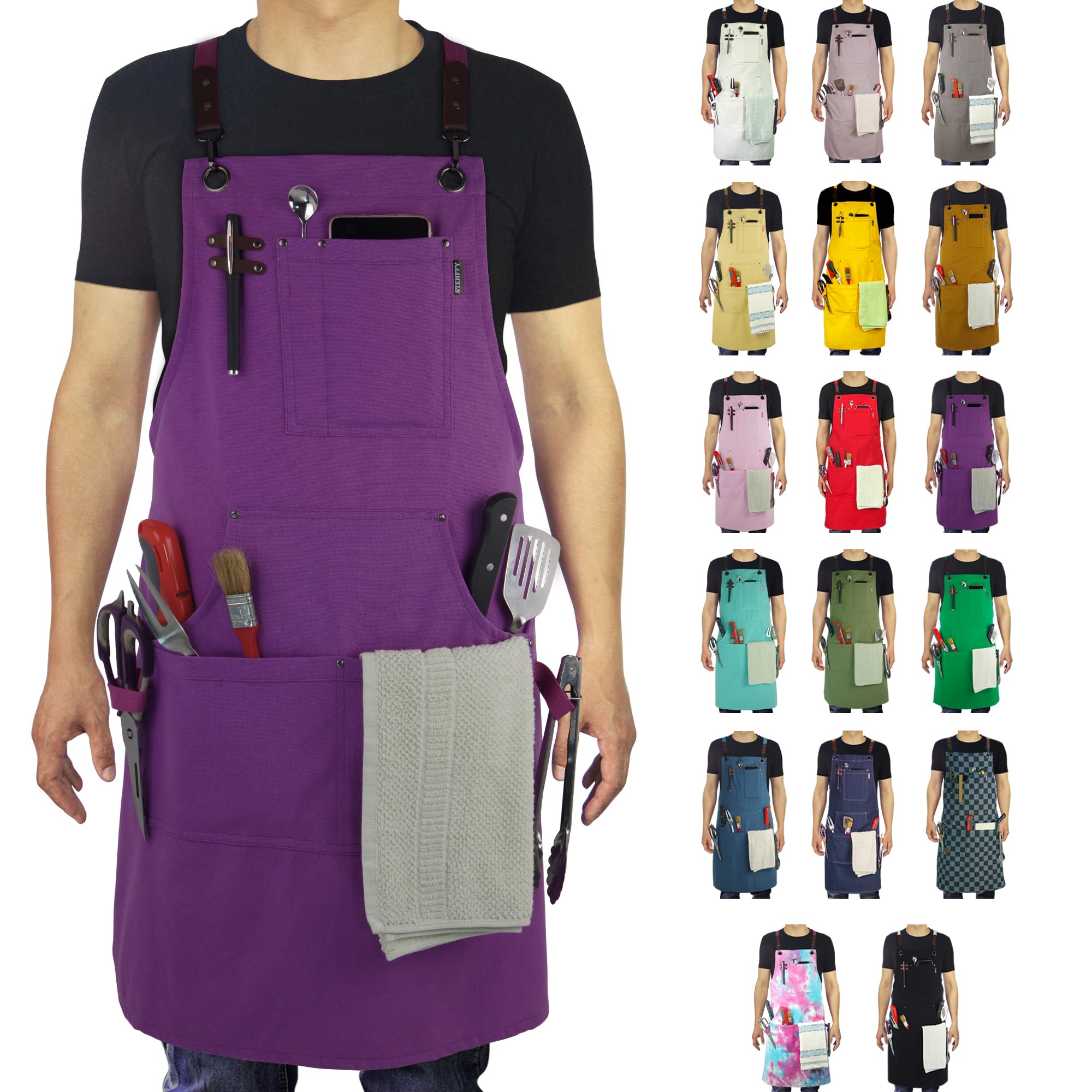 Stenffy kitchen apron full coverage shields clothing during cooking and crafts.