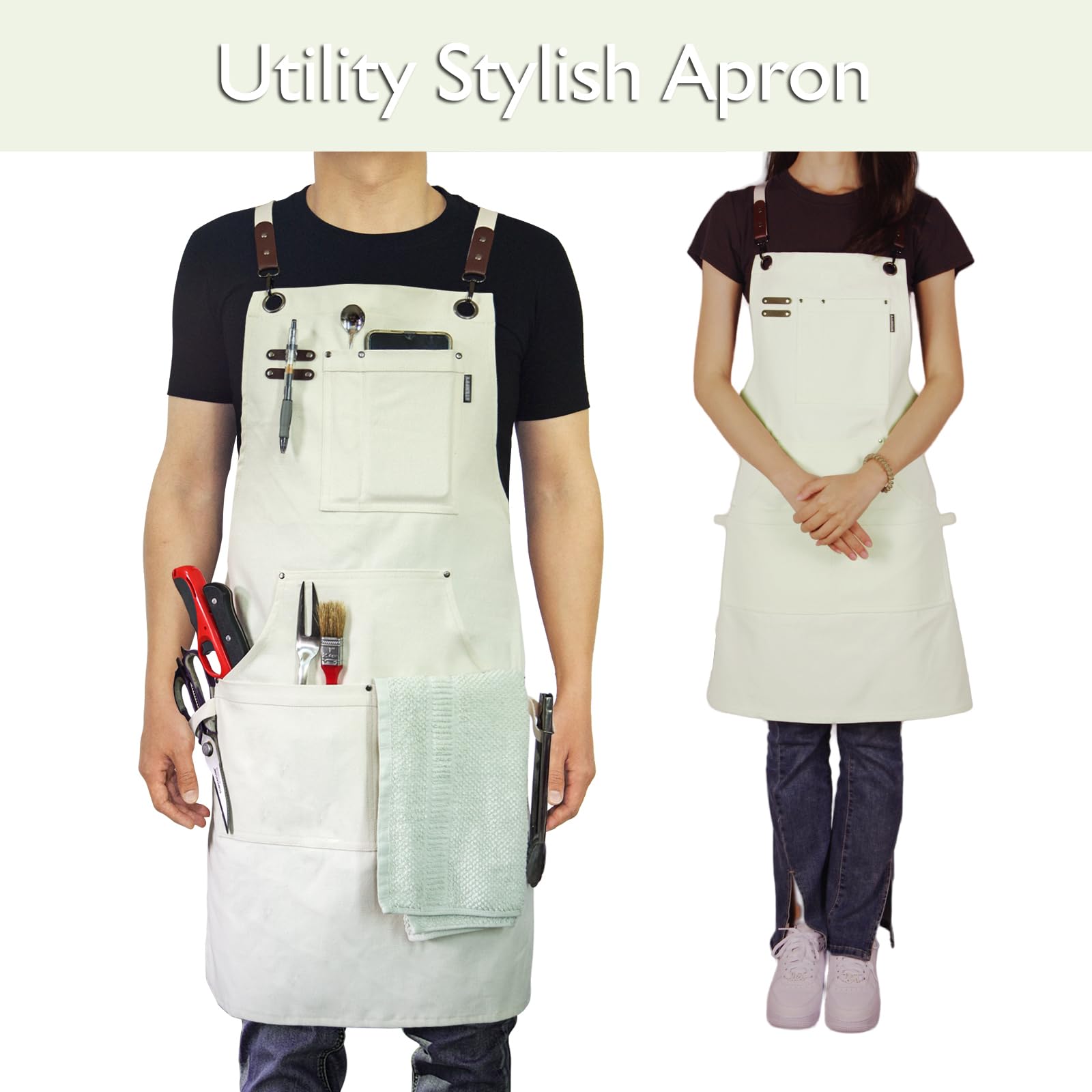 Stenffy work apron features riveted pockets for durable, tool-ready protection.