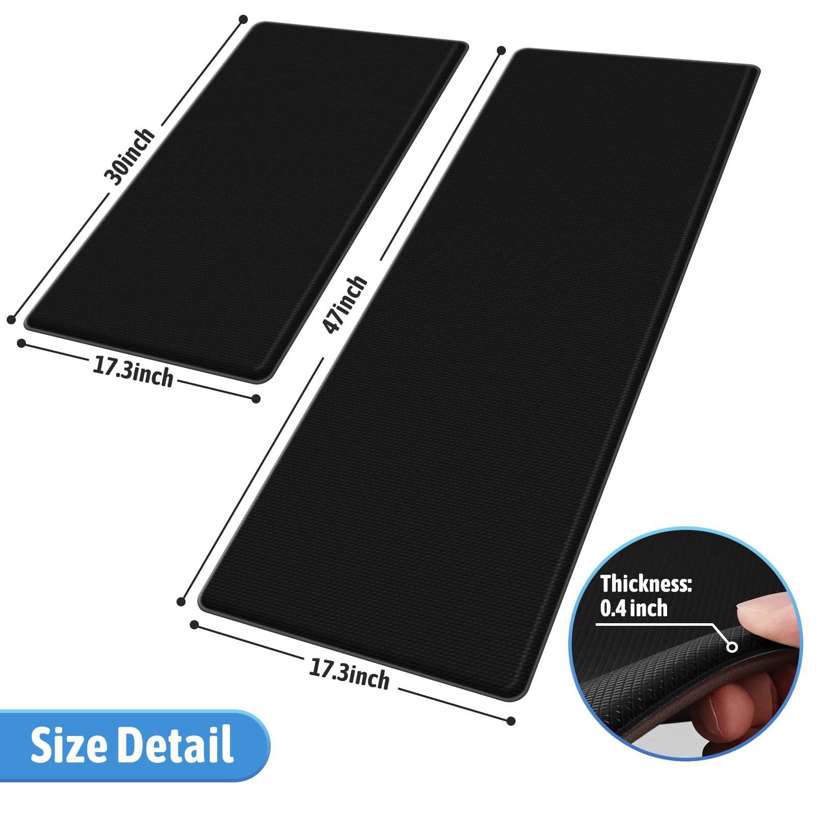 StepLively kitchen mat 173x47, side view, long runner for kitchen or hallway