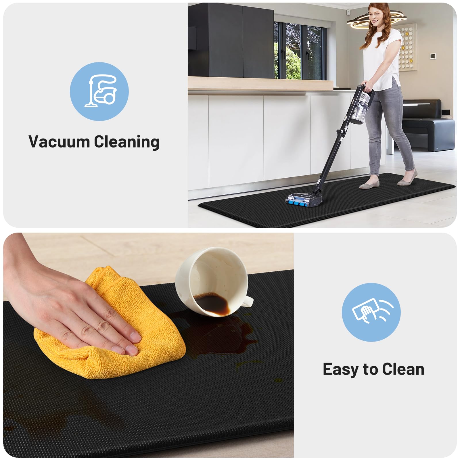 StepLively anti-slip back mat, secure placement on smooth floors