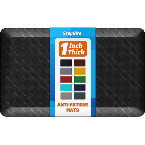StepRite 32x20 1-inch thick kitchen mat in black provides ergonomic support for extended cooking.