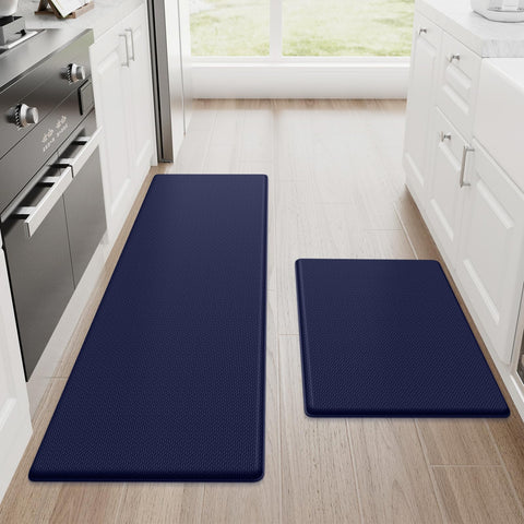 StepRite anti-fatigue kitchen mat 173x30 blue cushions feet during long cooking tasks.