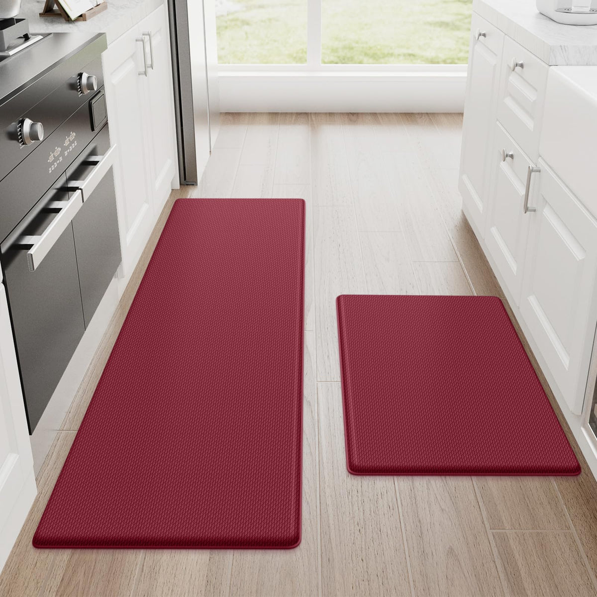 StepRite kitchen mats with anti-fatigue cushioning for comfortable standing during cooking