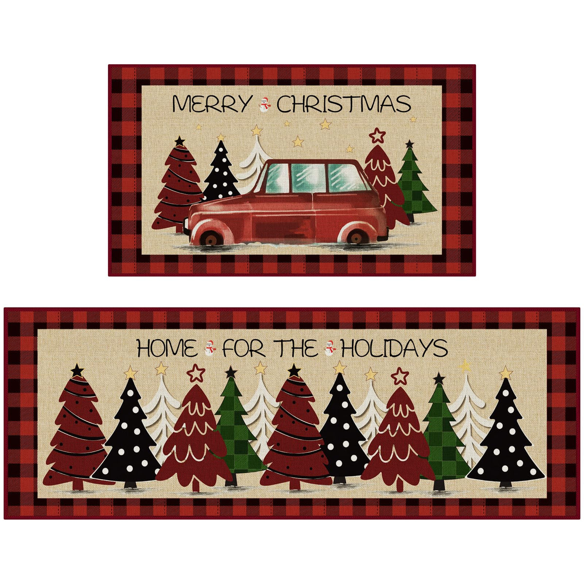 StepRite Christmas tree print mat 17x30 adds festive warmth to busy kitchens.