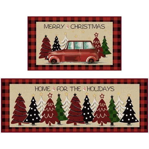 StepRite Christmas tree print mat 17x30 adds festive warmth to busy kitchens.