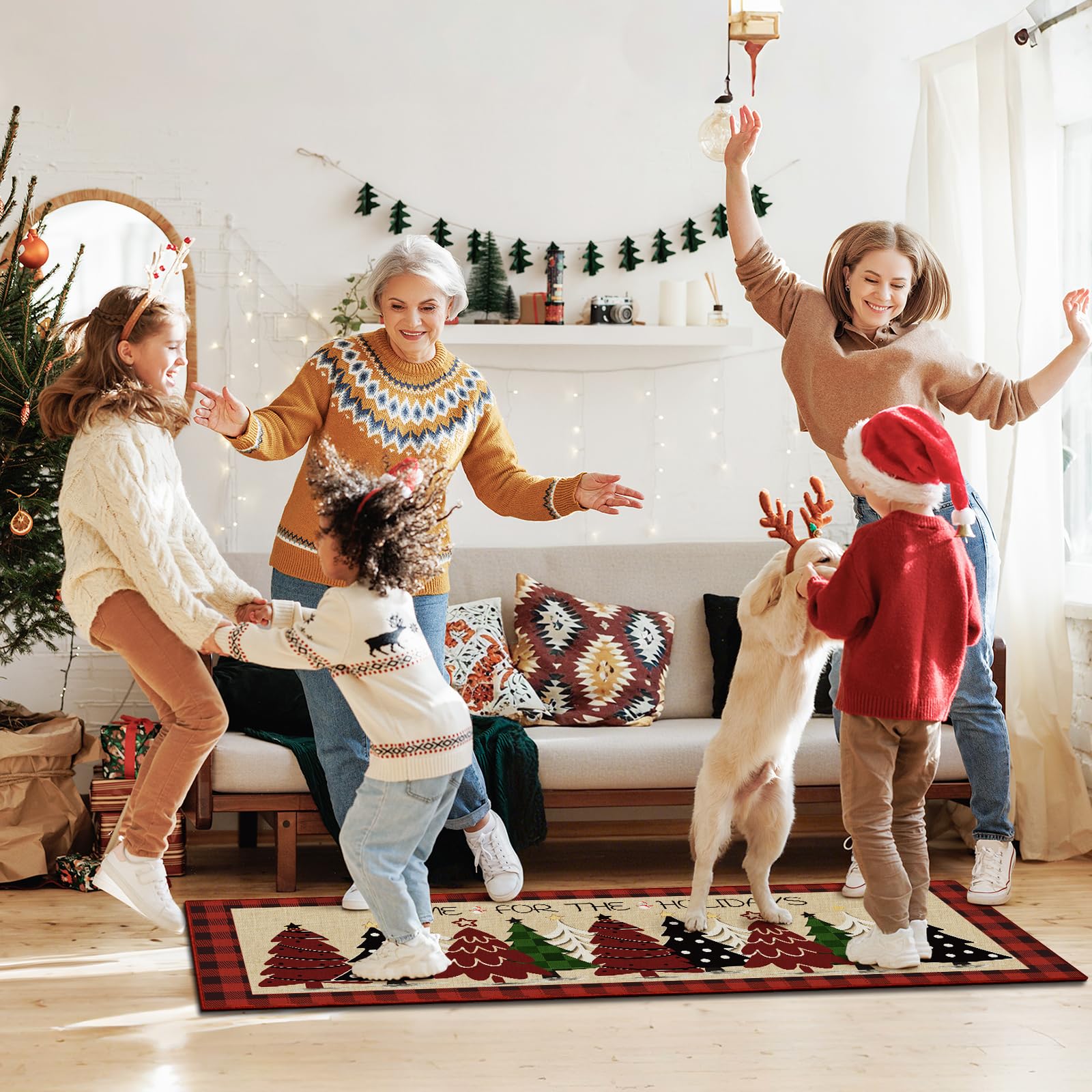 StepRite holiday decor that blends with classic plaid while protecting flooring.