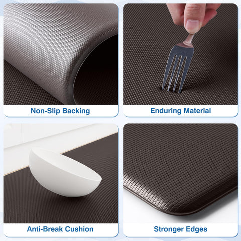 StepRite kitchen mats non-slip back keeps mats steady on tile and wood floors.