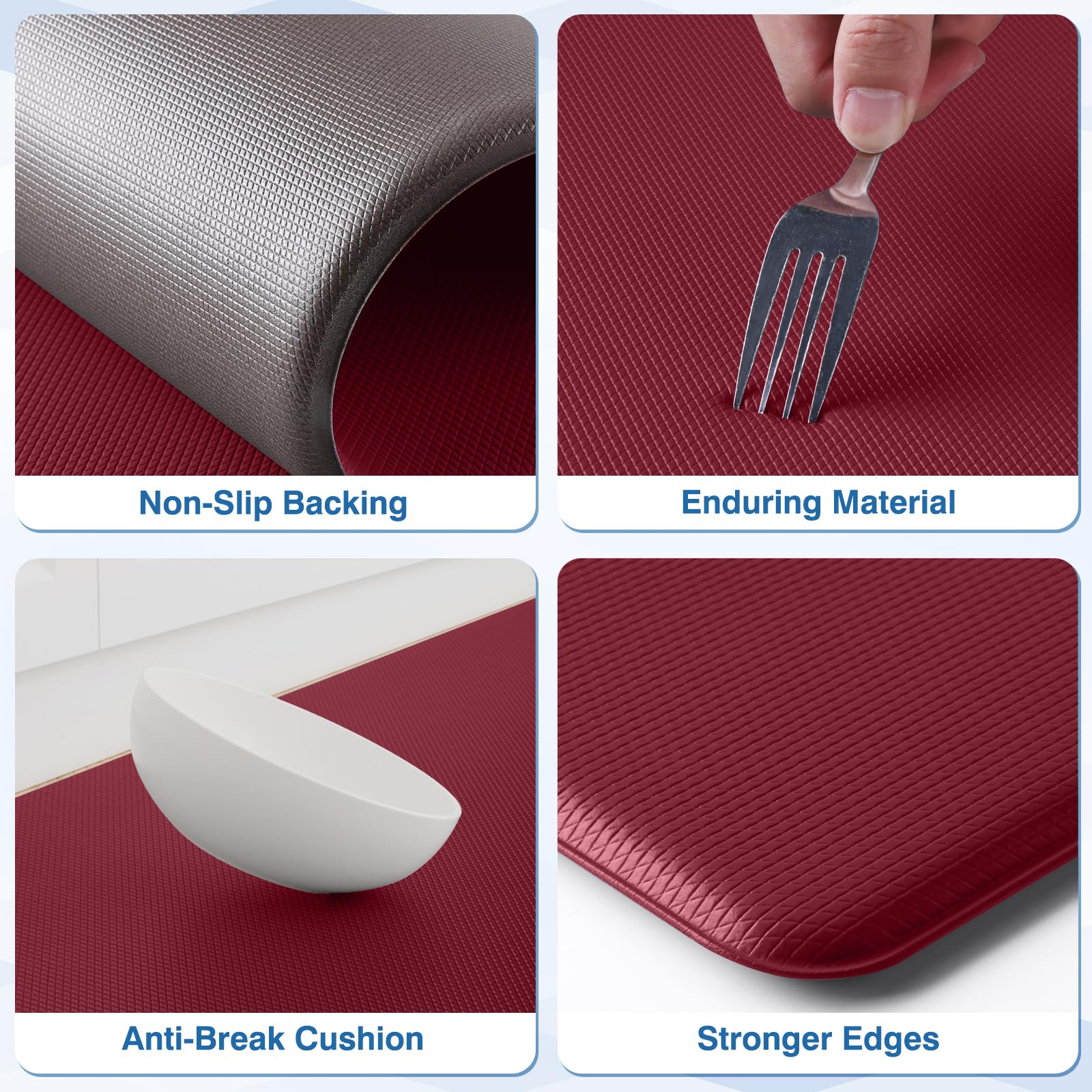 StepRite mats feature stain-resistant texture for easy cleaning after spills
