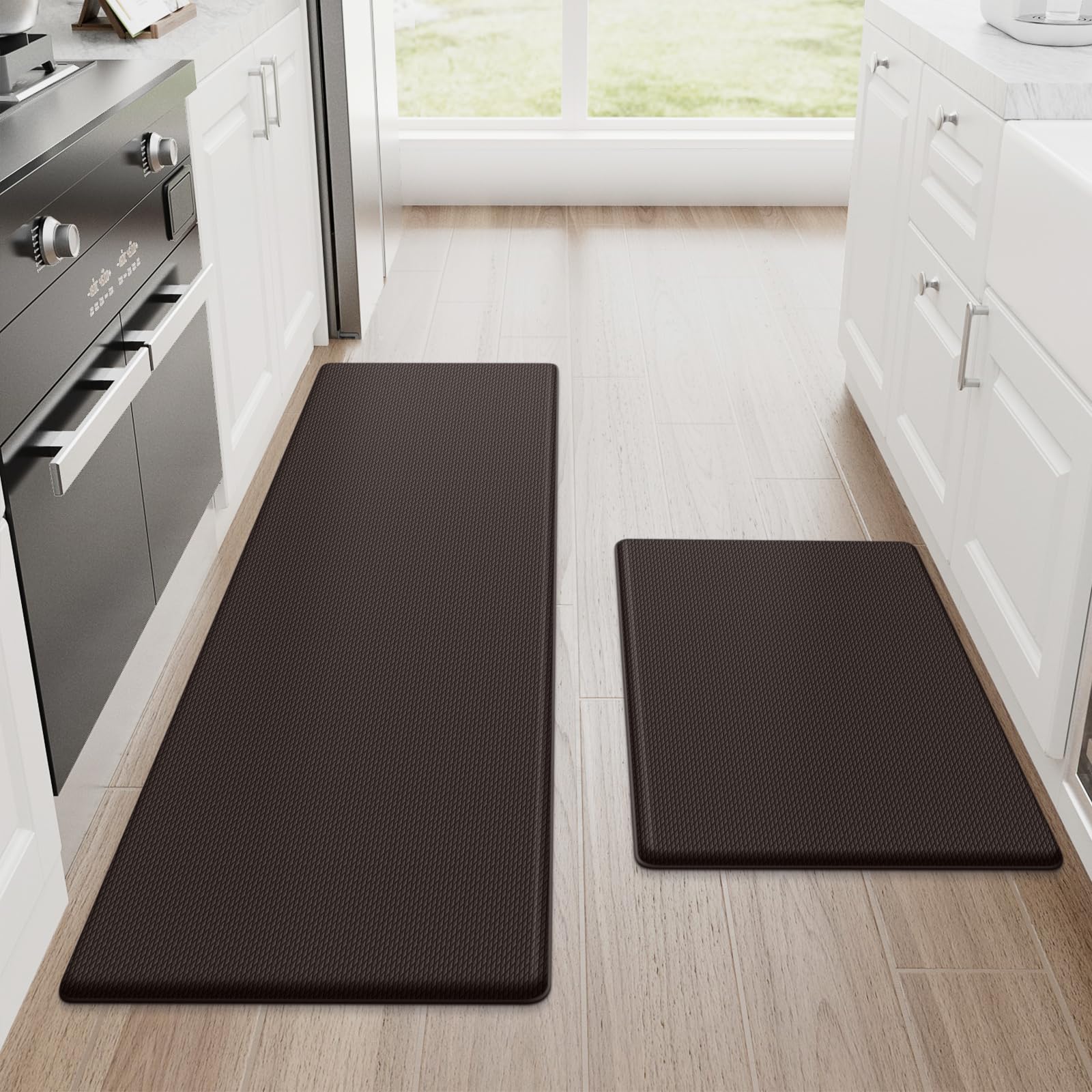 StepRite two-piece kitchen mats front view offering cushioned comfort for long cooking sessions.