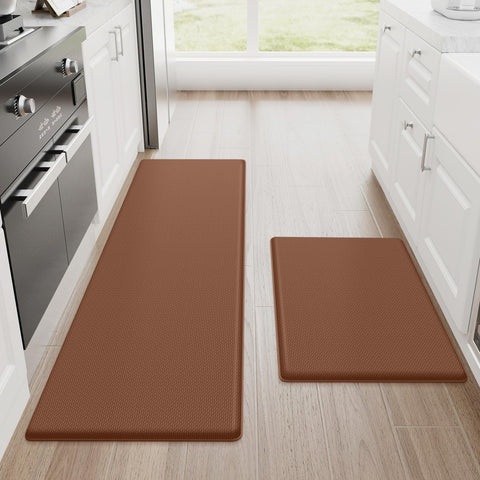 StepRite kitchen mats two-piece set in terracotta brown for comfortable standing
