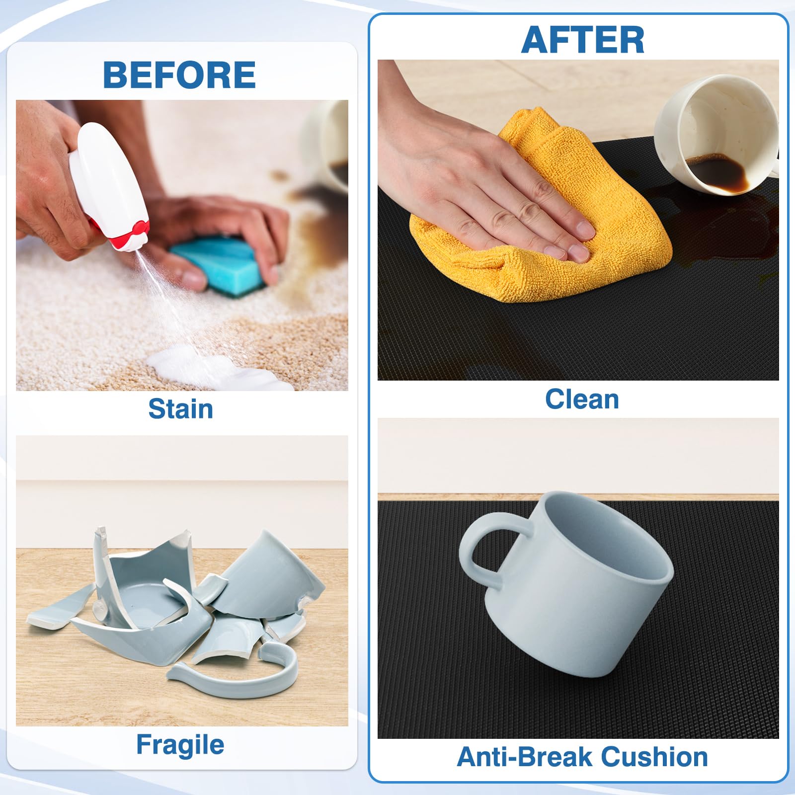 StepRite waterproof mat protects floors from liquids during cooking tasks.