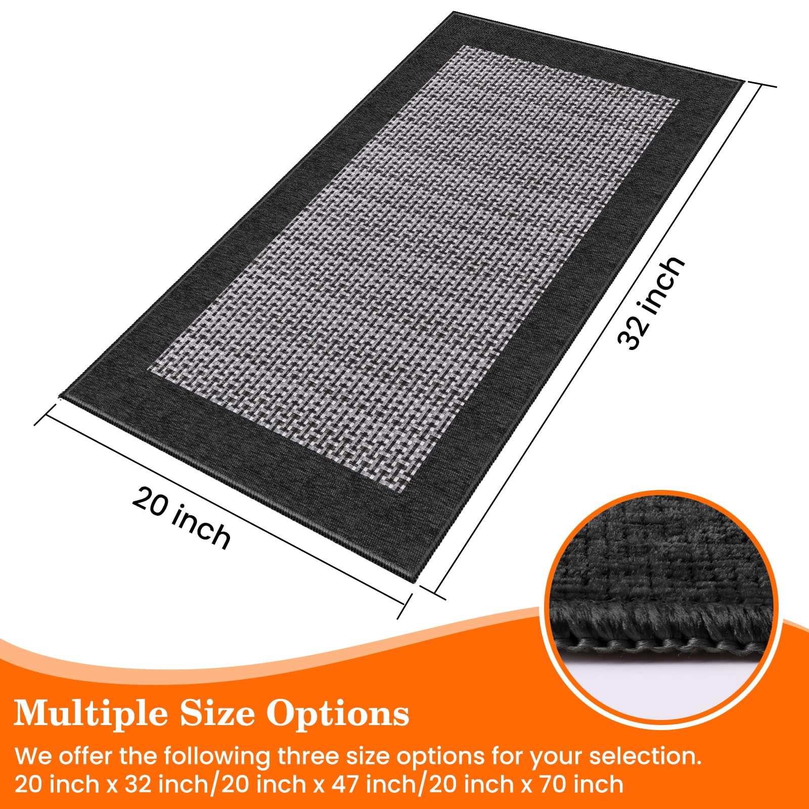 StepRite kitchen rug 32x20 non-slip back for secure placement on tile and wood.