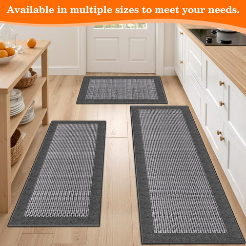 StepRite grey kitchen rug complements modern decor and reduces clutter