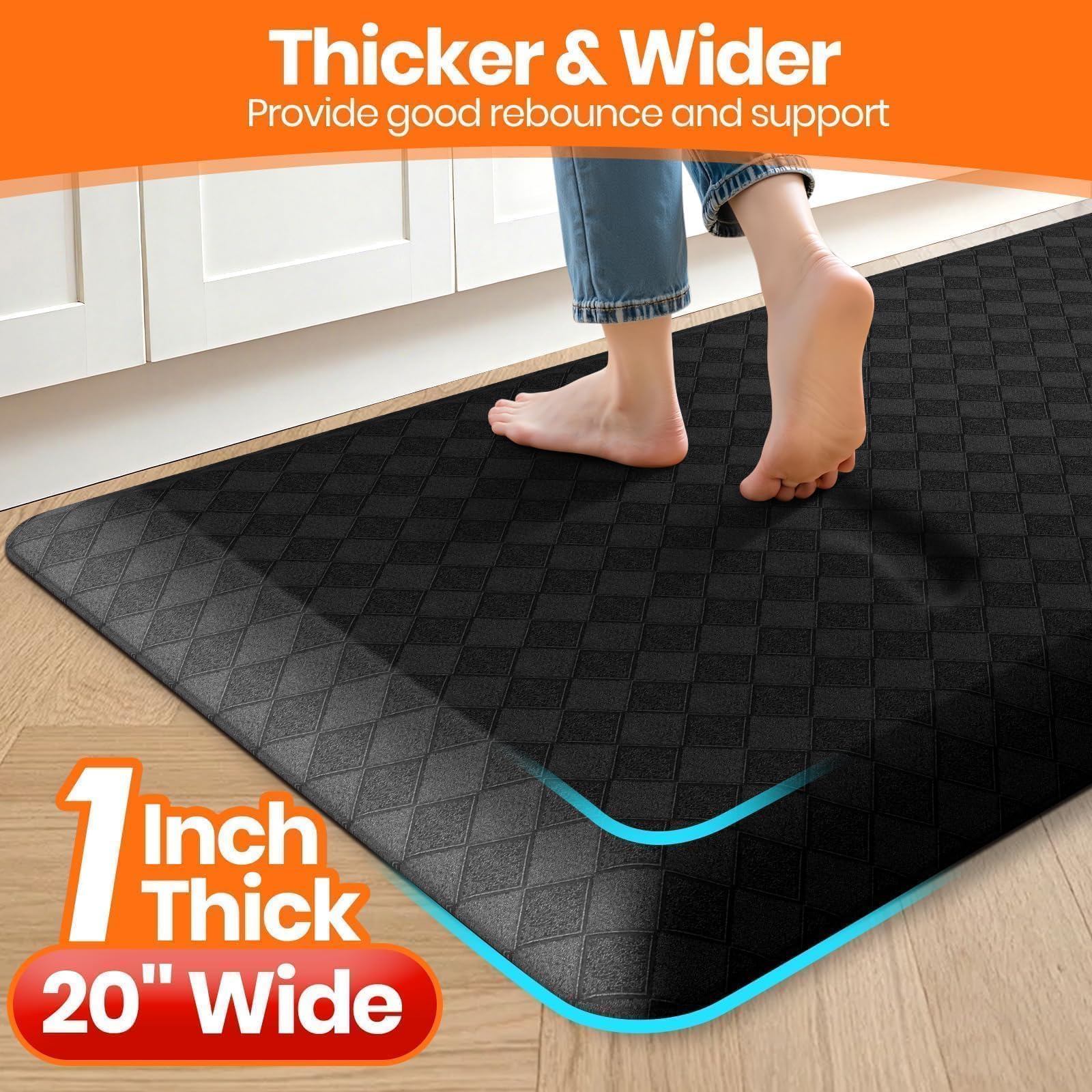 StepRite non-slip backing keeps the mat secure on tile, wood, or ceramic floors.