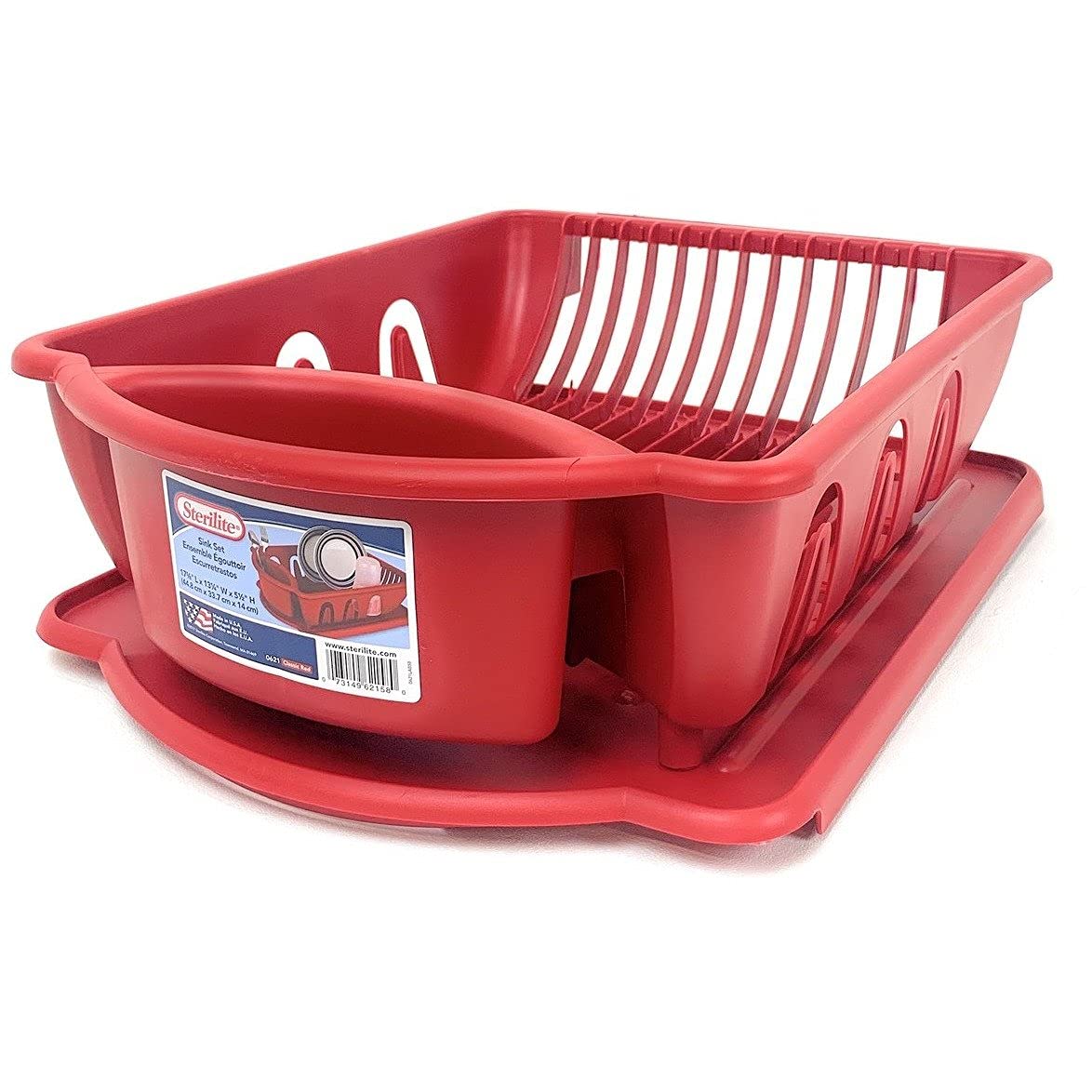 Sterilite 2pc Ultra Sink Set red dish rack for organized drying and space-saving design