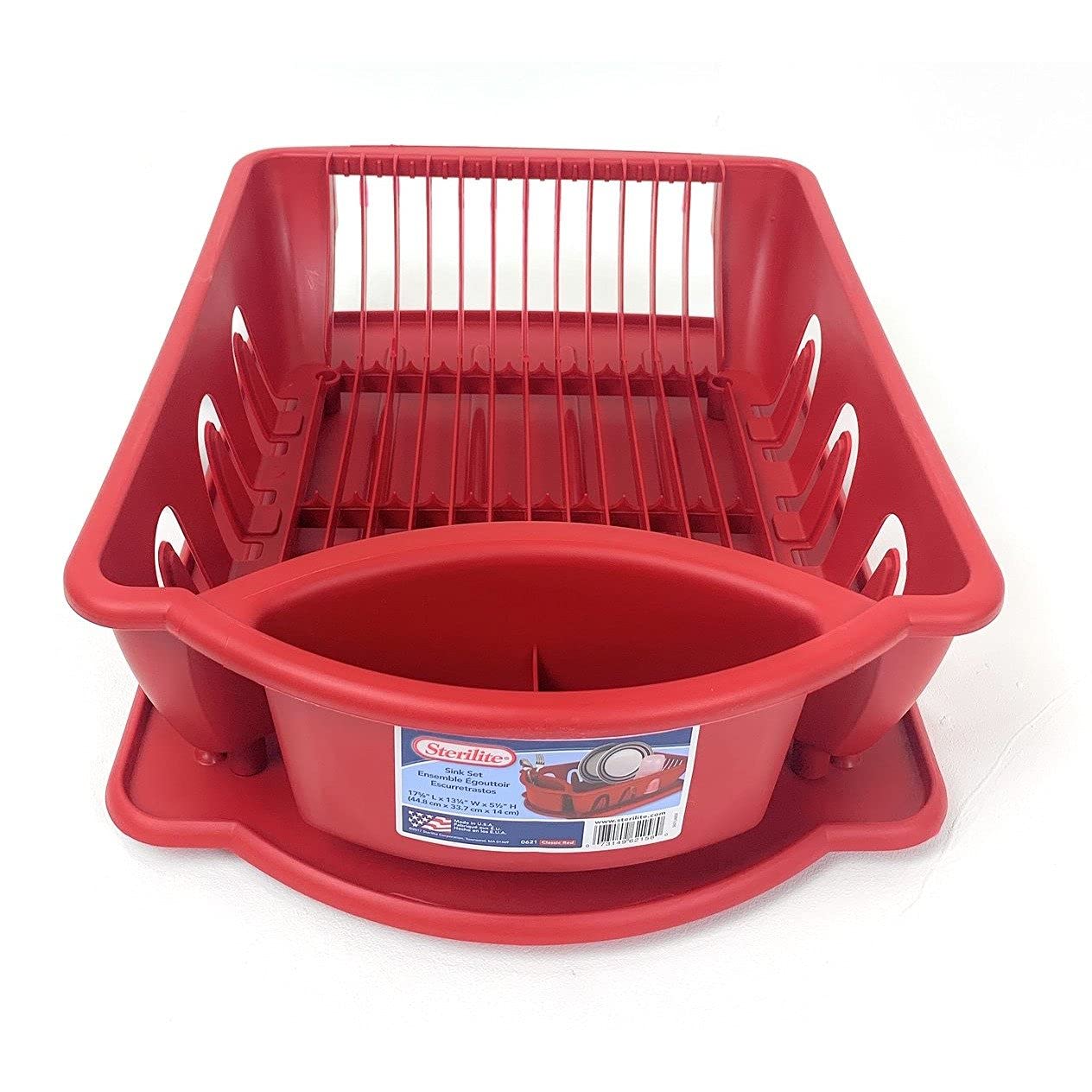 Sterilite red drain board supports efficient drainage and compact kitchen setup