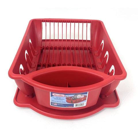 Sterilite red drain board supports efficient drainage and compact kitchen setup