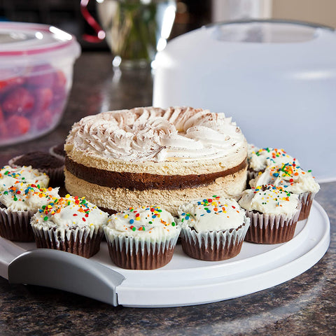 Sterilite cake server fits a 12-inch round cake for convenient gifting