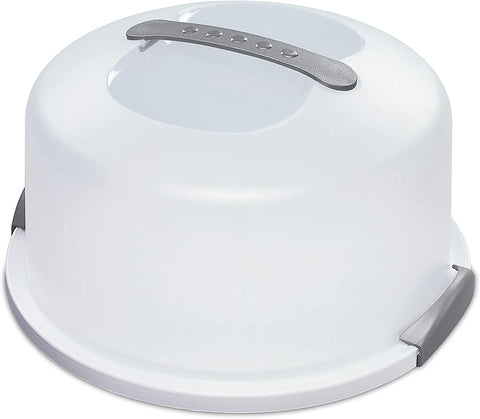 Sterilite circular white cake server container for secure transport and elegant presentation