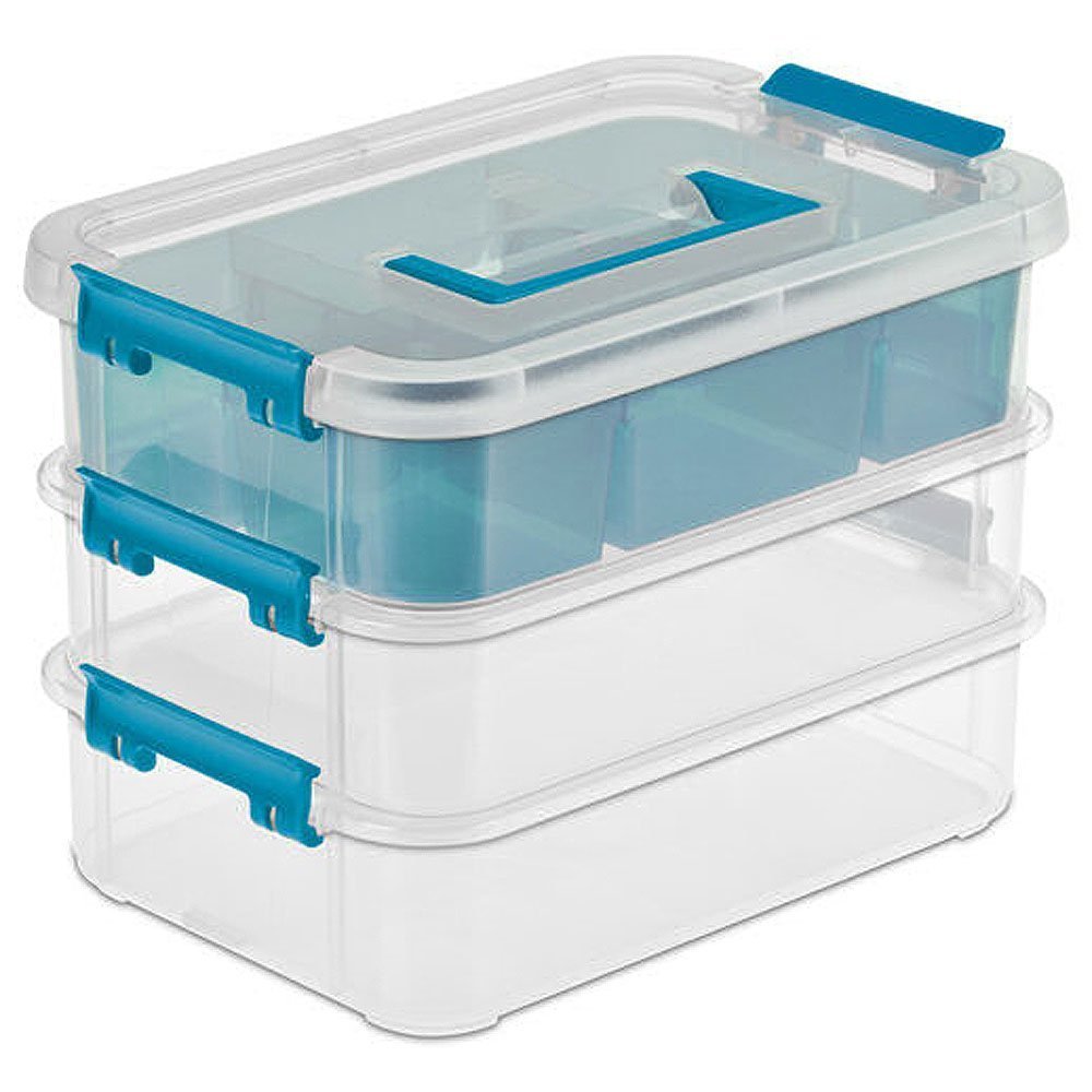 Sterilite carry handle design enables easy transport and stacking.