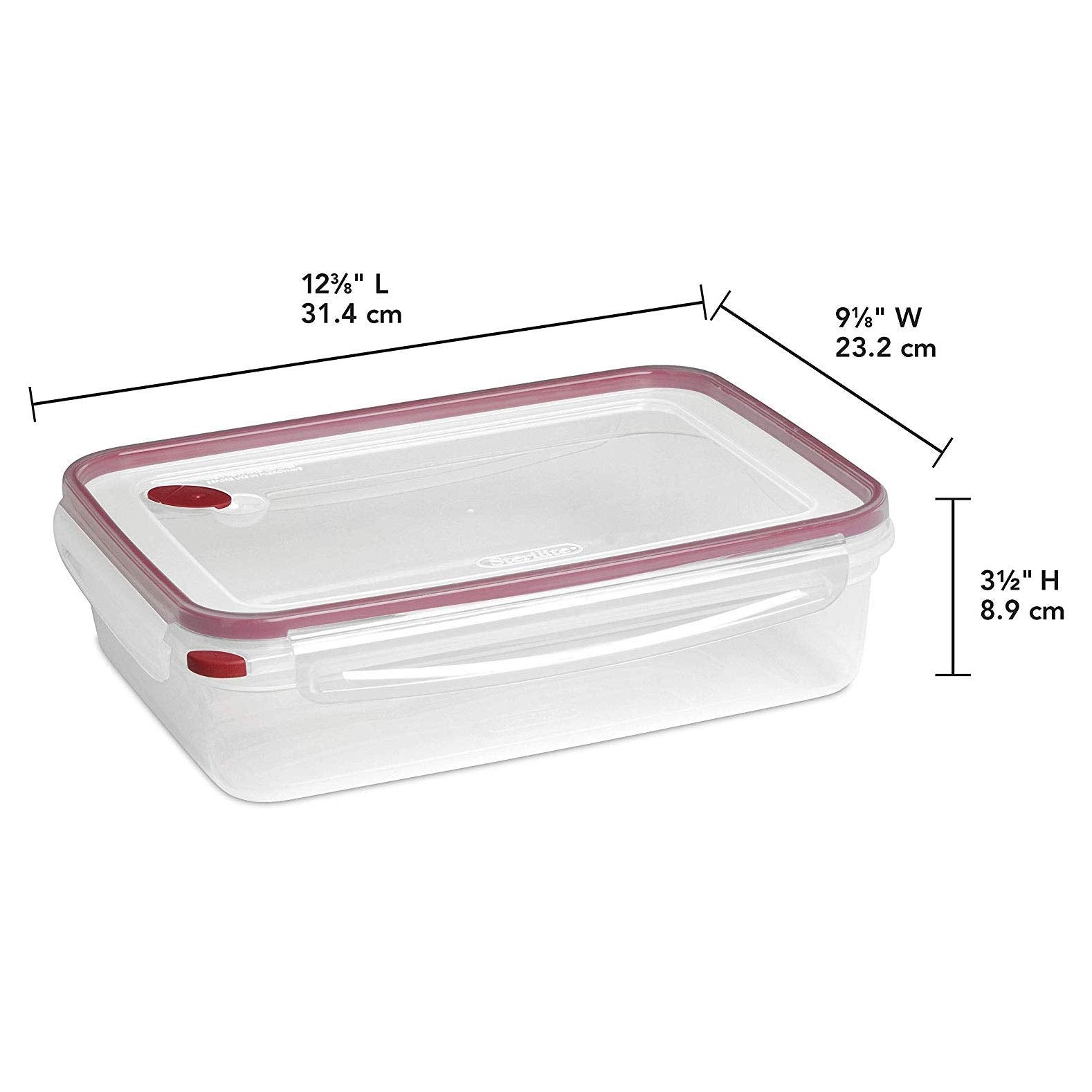 Container safe for freezer, microwave, and dishwasher in Sterilite Ultra-Seal line.