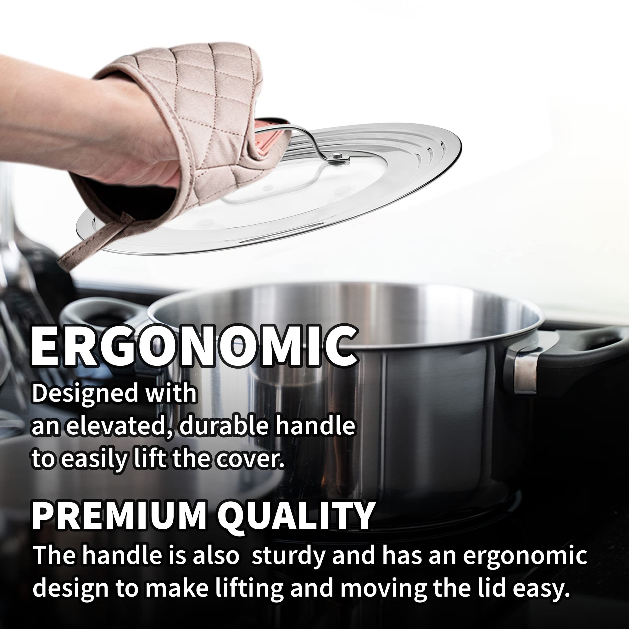 Sterline universal lids dishwasher-safe stainless steel for quick cleanup.