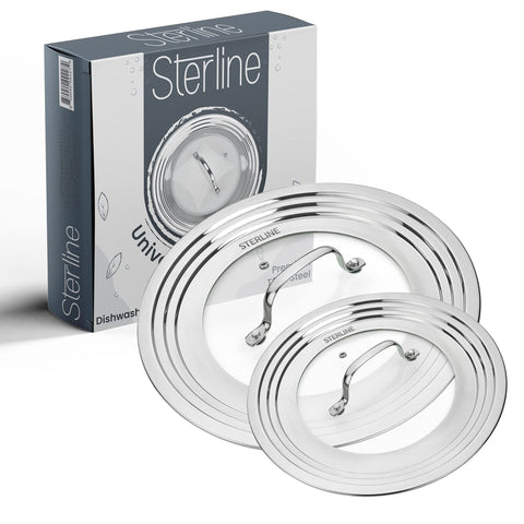 Sterline universal lids small lid fits 5-12 inch pots, saving cabinet space.