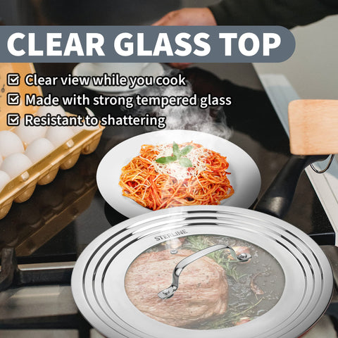 Sterline universal lids thermometer-hole design for safe, easy temperature checks.