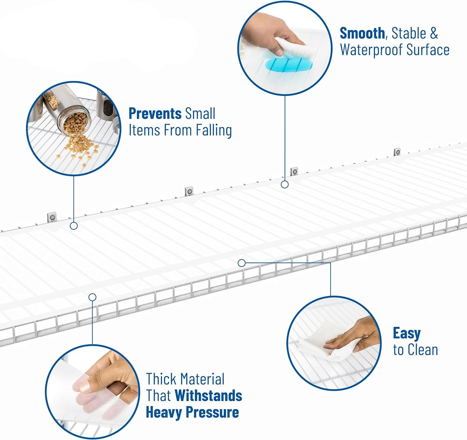 Sterling Shelf Liner pantry use, keeps wire shelves organized and easier to wipe down.