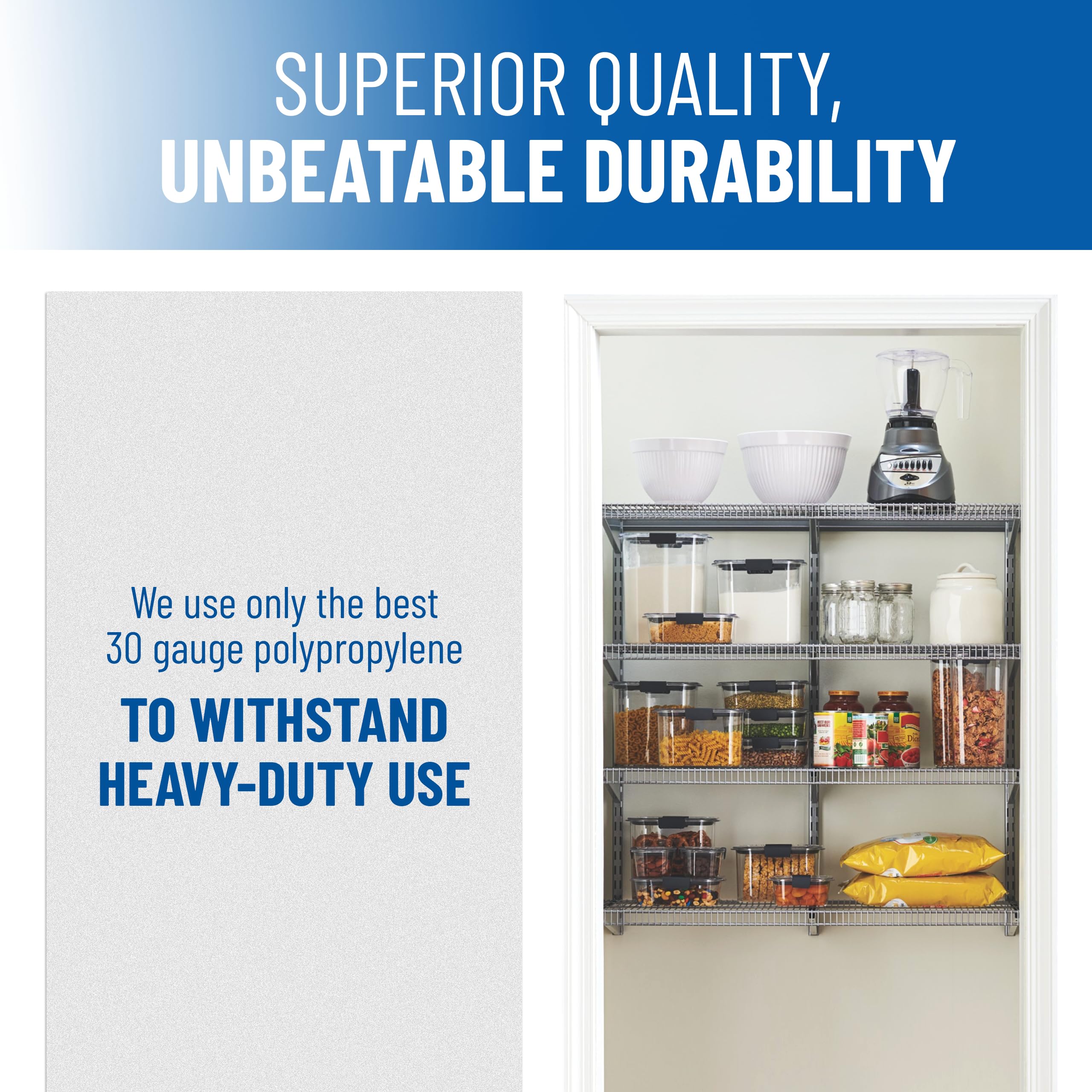 Sterling Shelf Liner waterproof design prevents leaks between wire shelves.