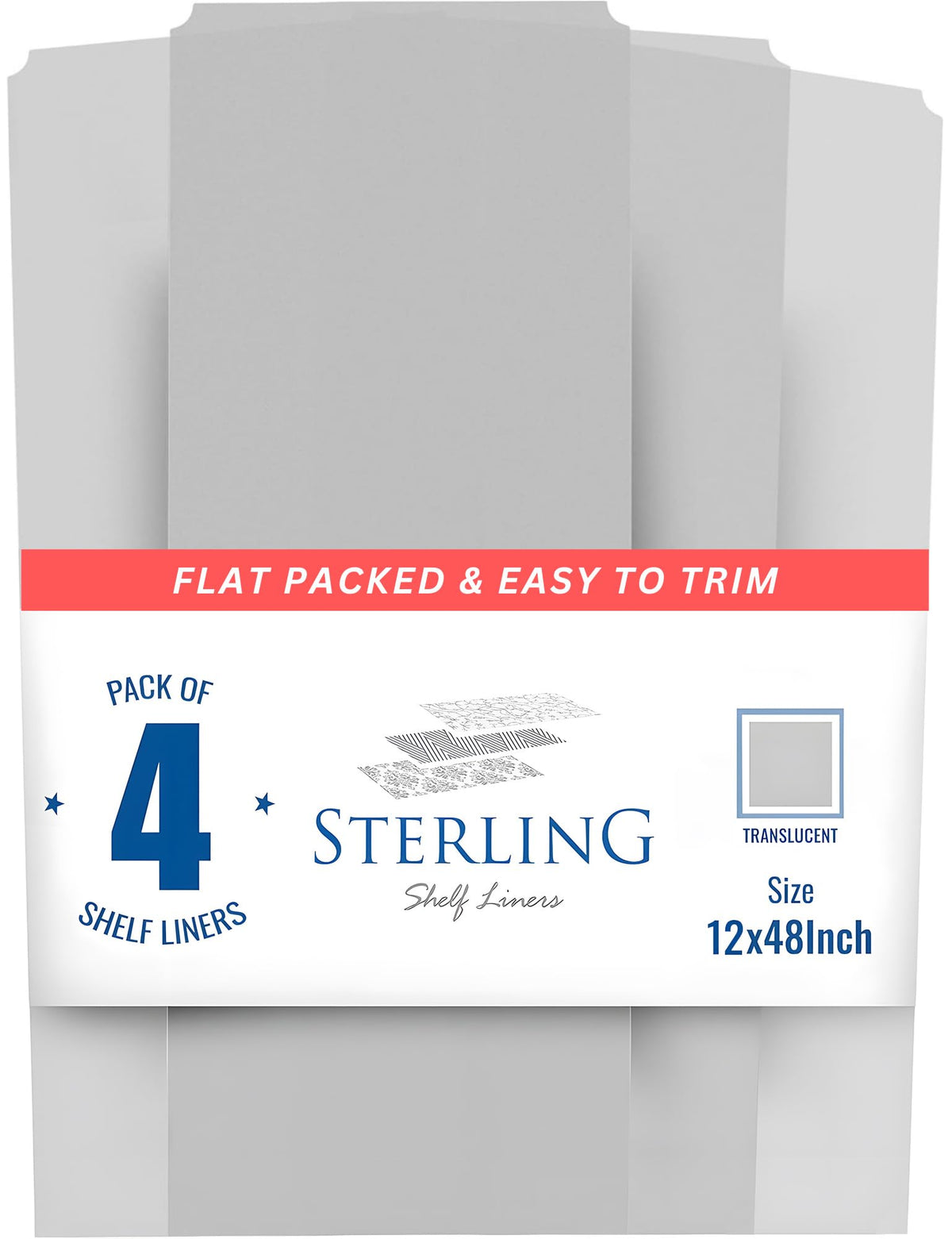 Sterling Shelf Liner wire 12x48 clear 4-pack ideal for organized closets and pantry shelves.