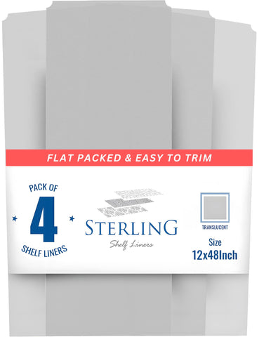 Sterling Shelf Liner wire 12x48 clear 4-pack ideal for organized closets and pantry shelves.