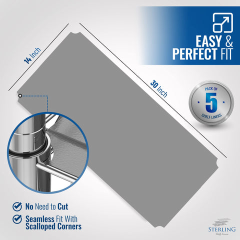 Sterling Shelf Liners graphite, flat-pack packaging, ships flat for quick, wrinkle-free installation.
