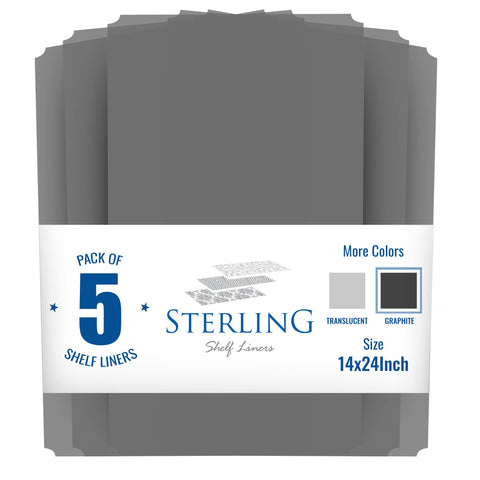 Sterling Shelf Liners graphite liner cut to 12.7 x 22.7 inches for a precise fit.