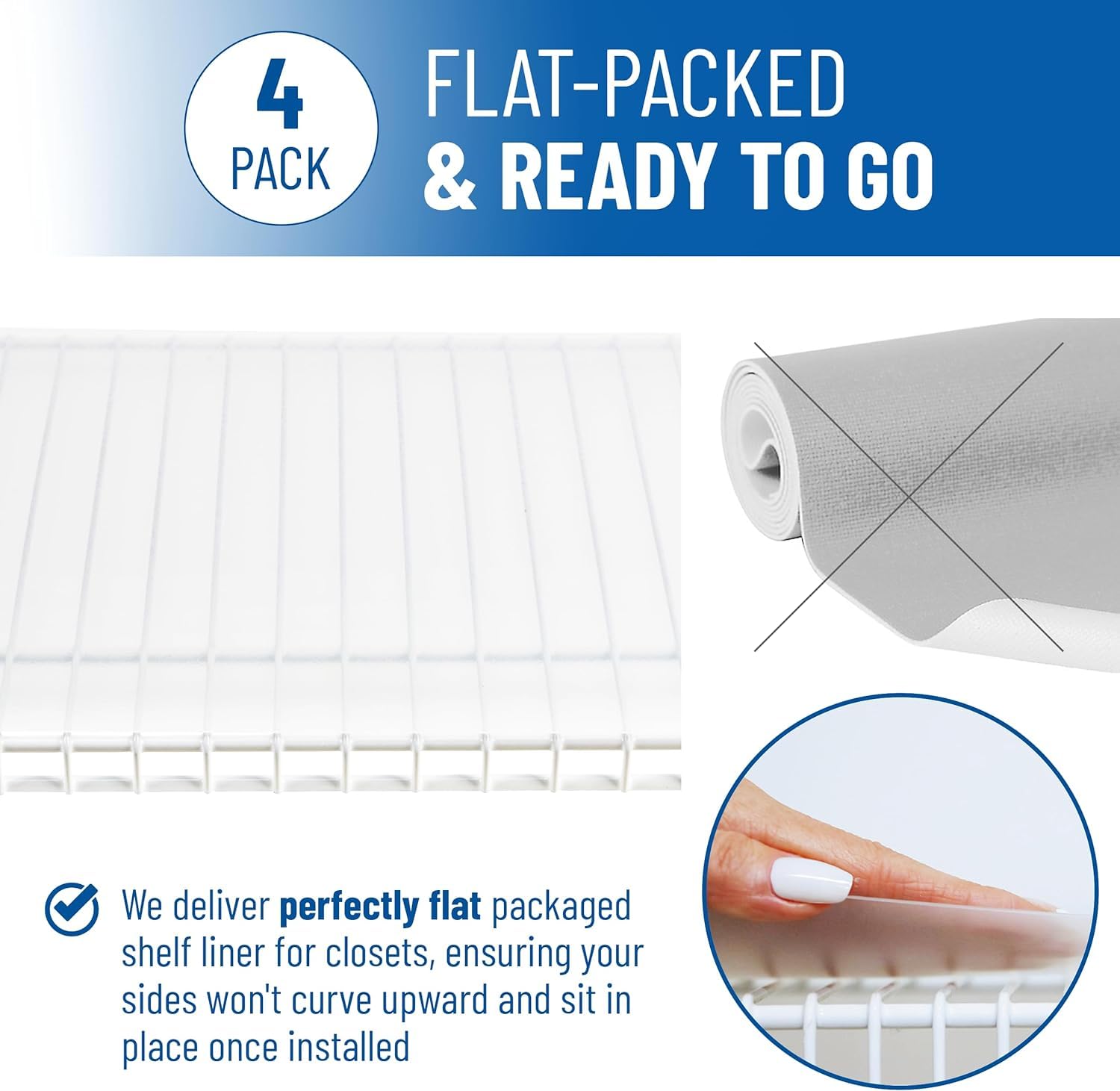 Sterling Shelf Liners wipe clean and resist spills between wires