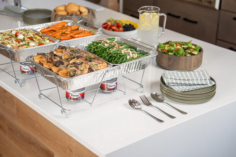 Sterno fuel can warms beverages in urns for gatherings.
