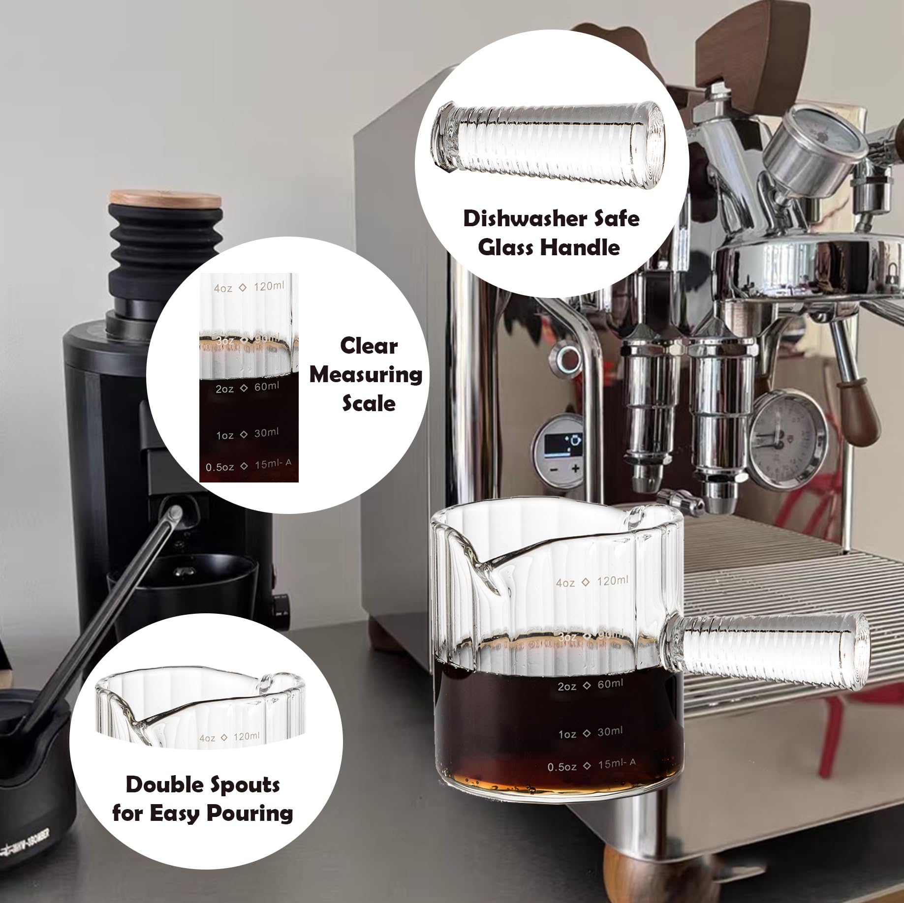 Steviieden espresso cups with measurement markings for accurate brewing.