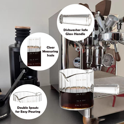 Steviieden espresso cups with measurement markings for accurate brewing.