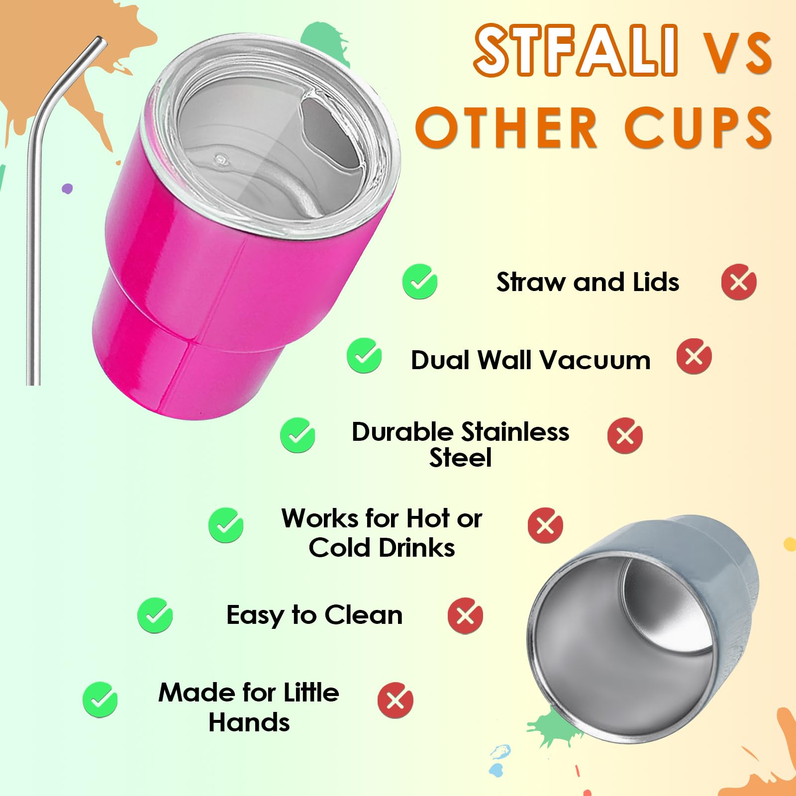 STFALI compact stainless steel shot glasses offer durability and style.