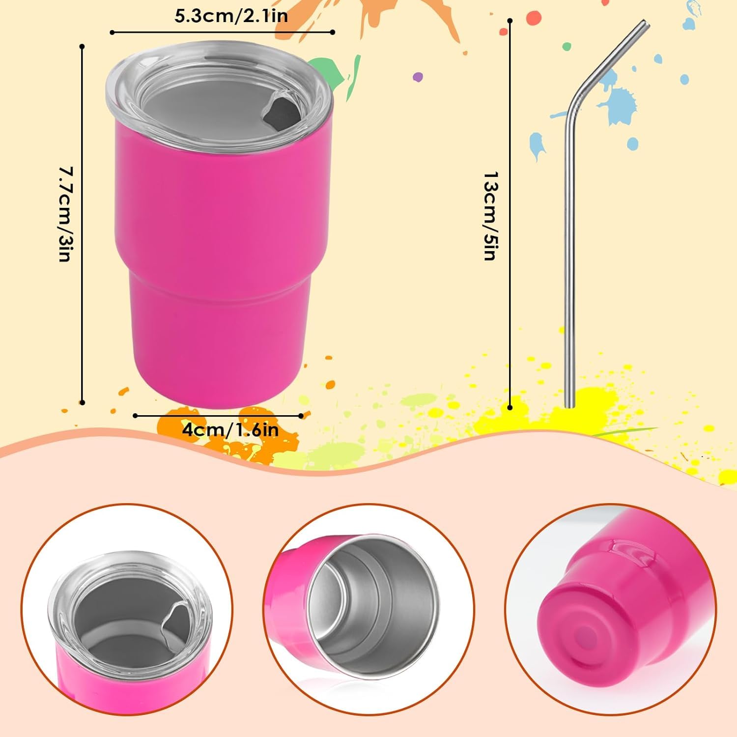 STFALI insulated mini tumbler with lid and straw keeps espresso warm or cocktails cool