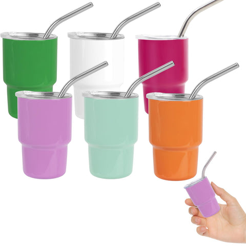 STFALI mini shot glasses with lid and straw for portable entertaining.