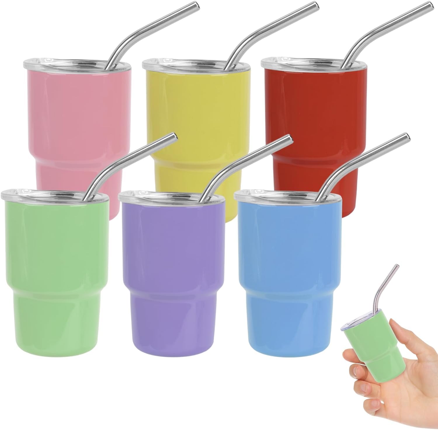 STFALI mini shot glass with straw, portable 2 oz design for on-the-go sipping