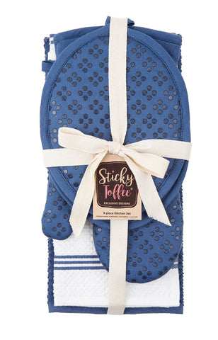 Sticky Toffee dark blue packaging suggests a thoughtful gift for new homes.