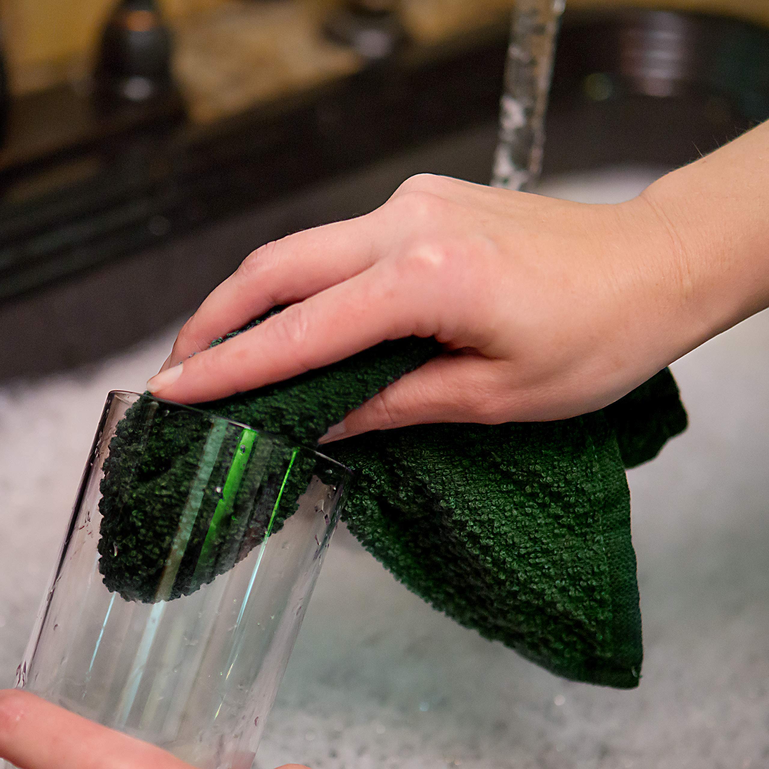 Sticky Toffee dishcloths with popcorn terry texture for quick absorption and cleanup.