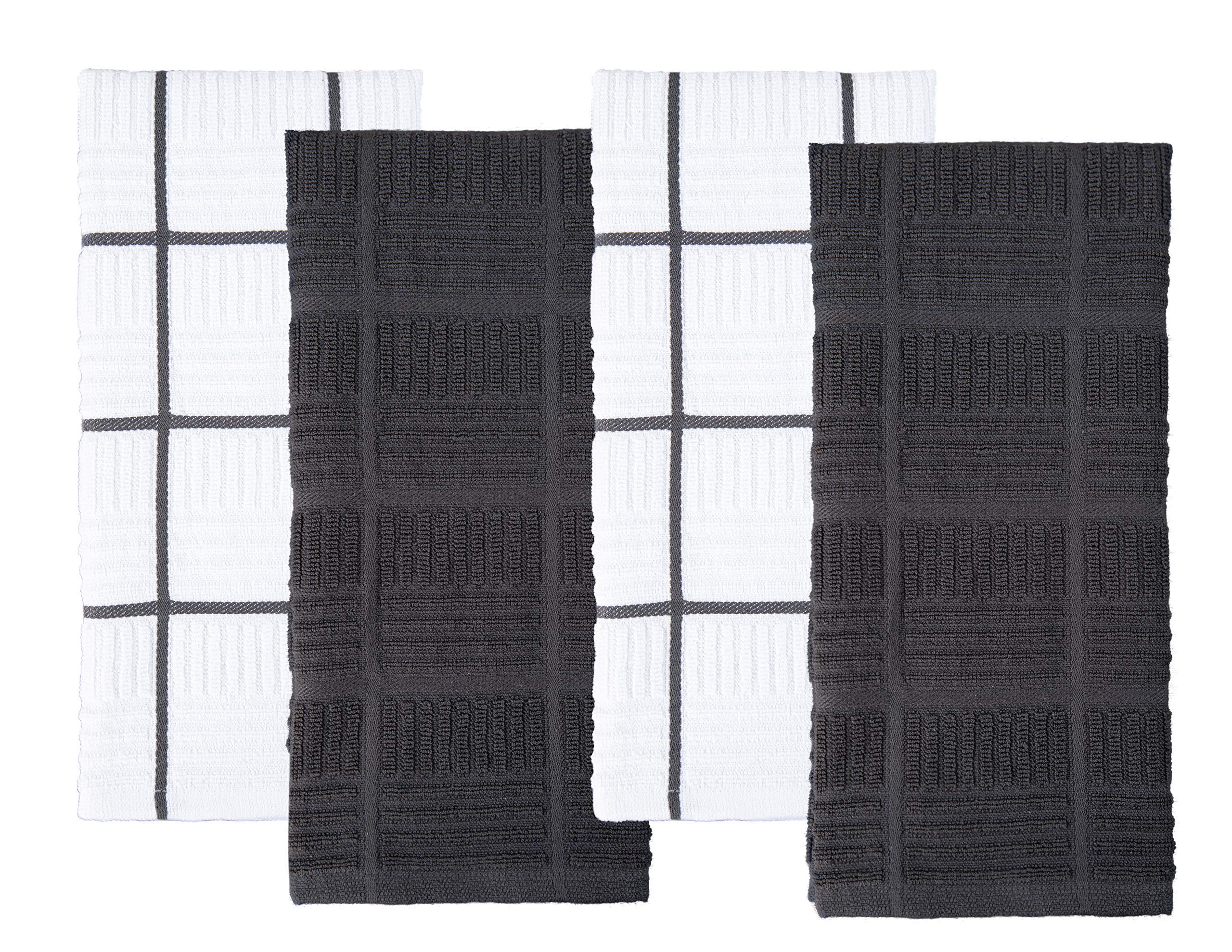 Sticky Toffee towels set4 gray-white folded for everyday kitchen use and quick drying.