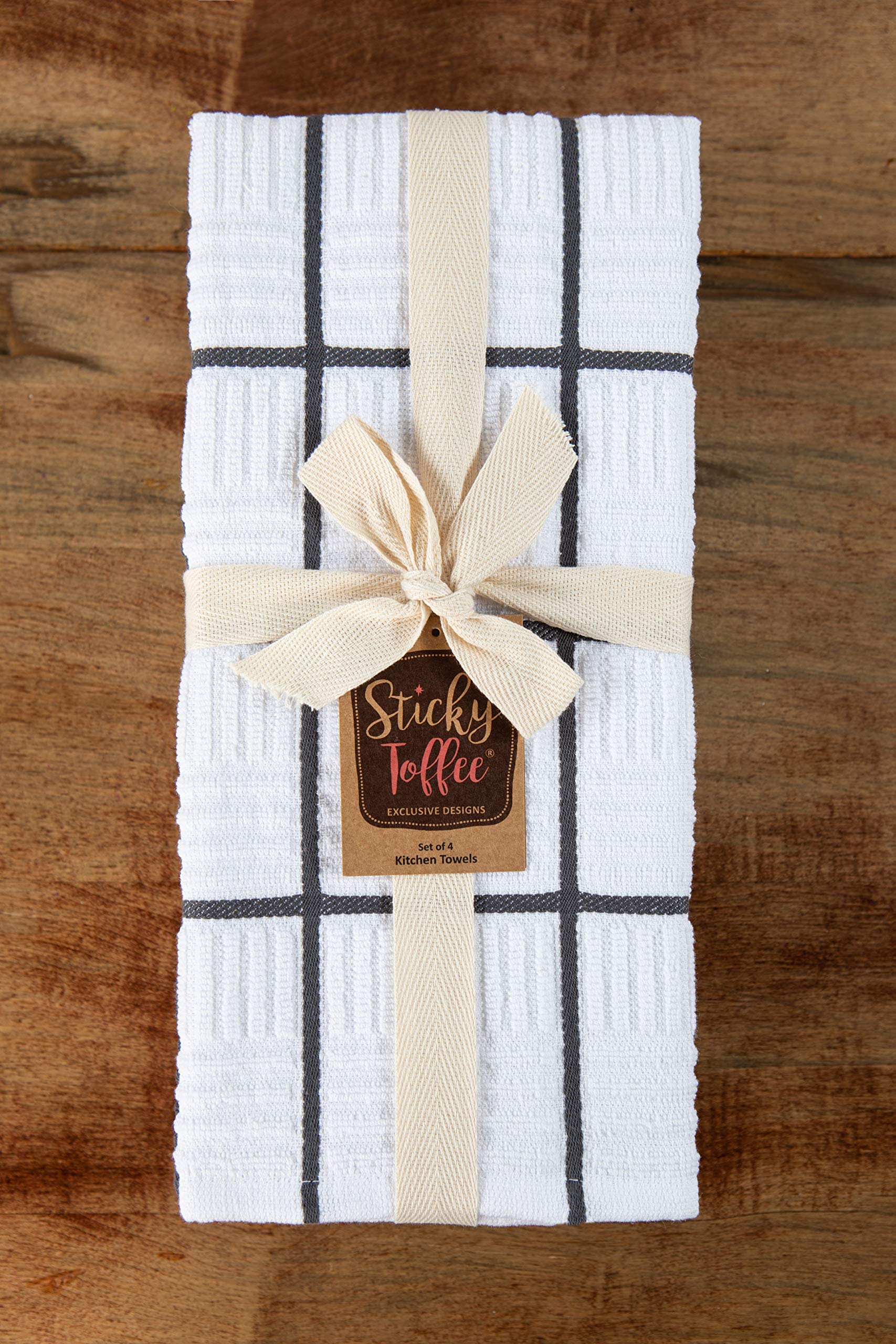Sticky Toffee towels set4 kitchen use for drying dishes and wiping counters.